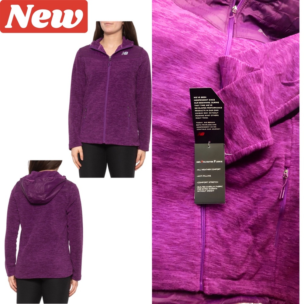 🆕 New Balance Quilted Polar Fleece Hooded Jacket purple☔️ 630
